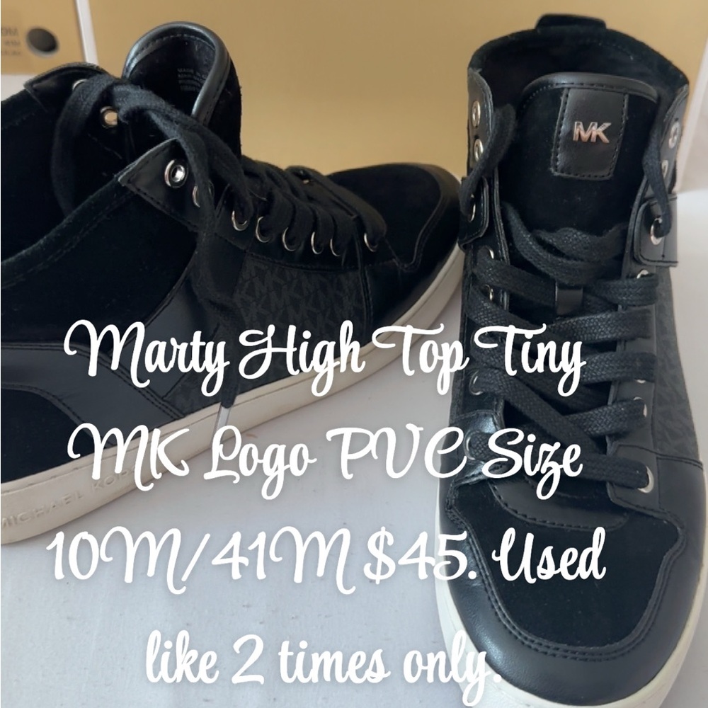 Michael Kors Black High Top Sneakers with Silver Accents